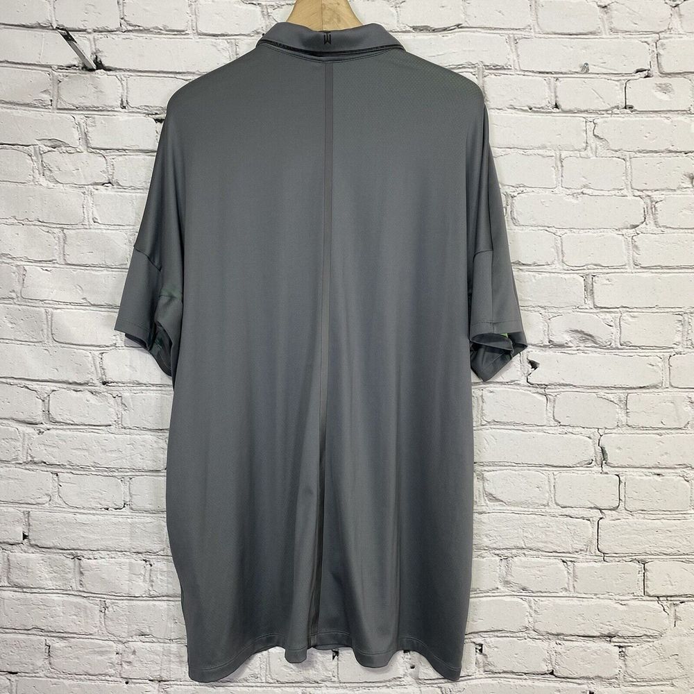 NIKE x Tiger Woods Collection Size XXL Mens Snap Front Golf Polo Gray / Green - Picture 2 of 15